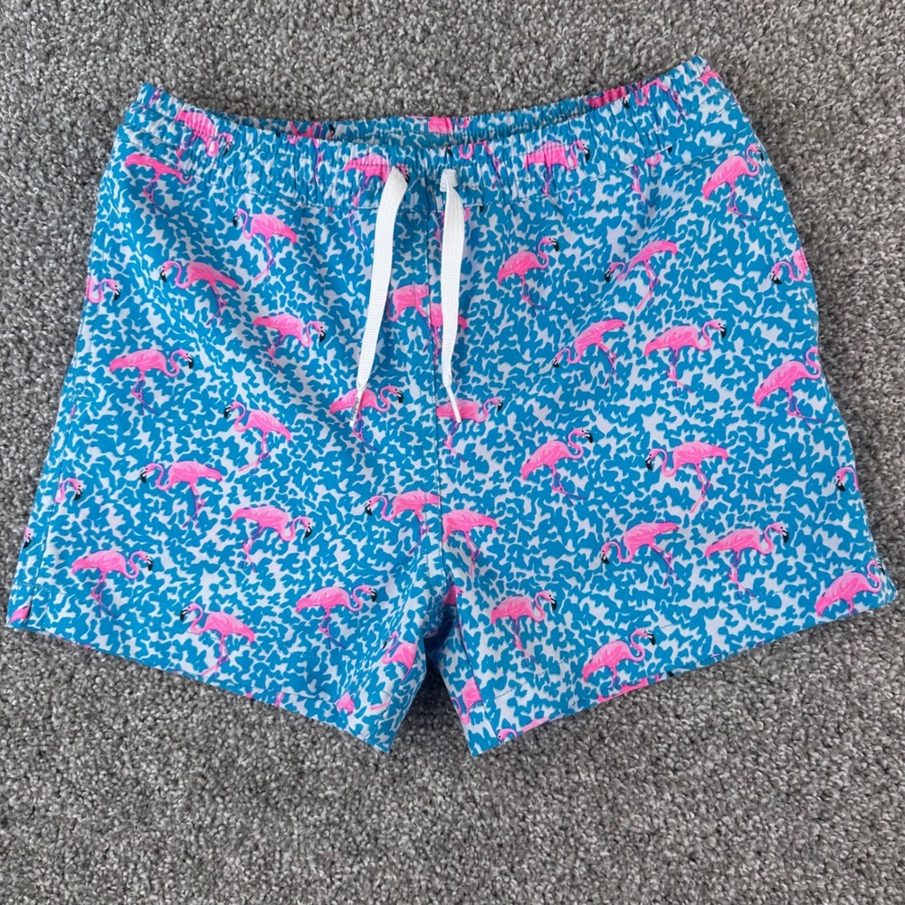 Chubbies Swim Trunks Youth Boys Medium 10/12 Summer Flamingo Print Shorts Beach